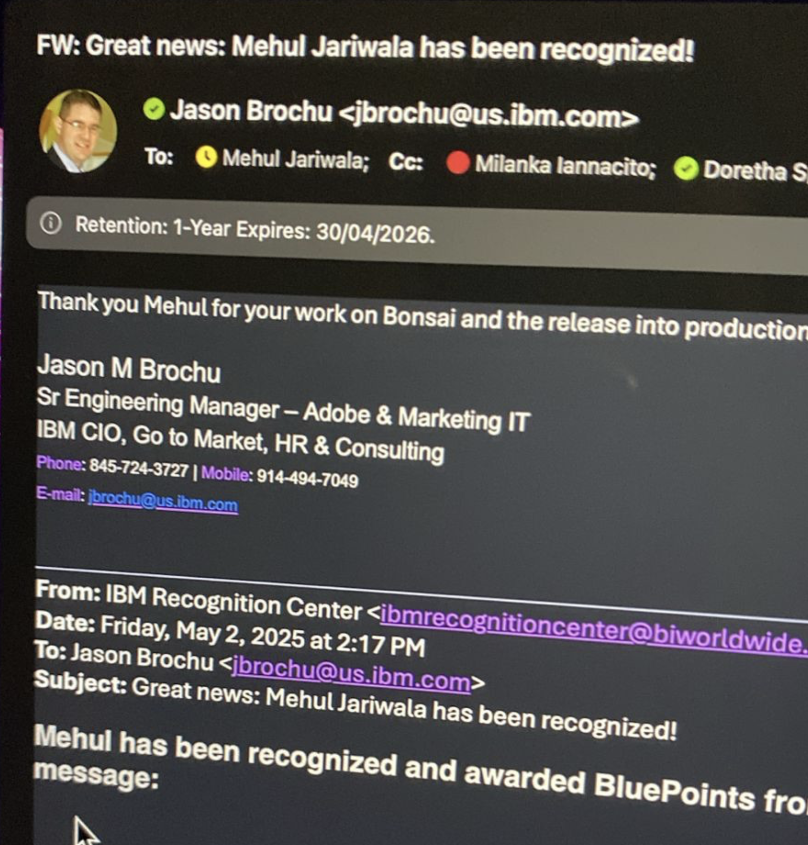 IBM — Recognition & BluePoints Award