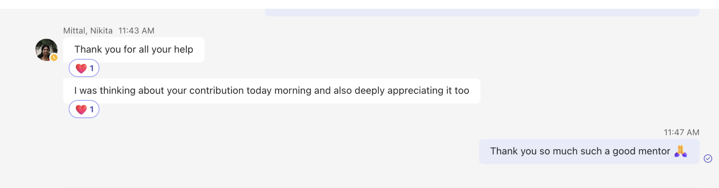 Nikita — "Deeply appreciating your contribution"