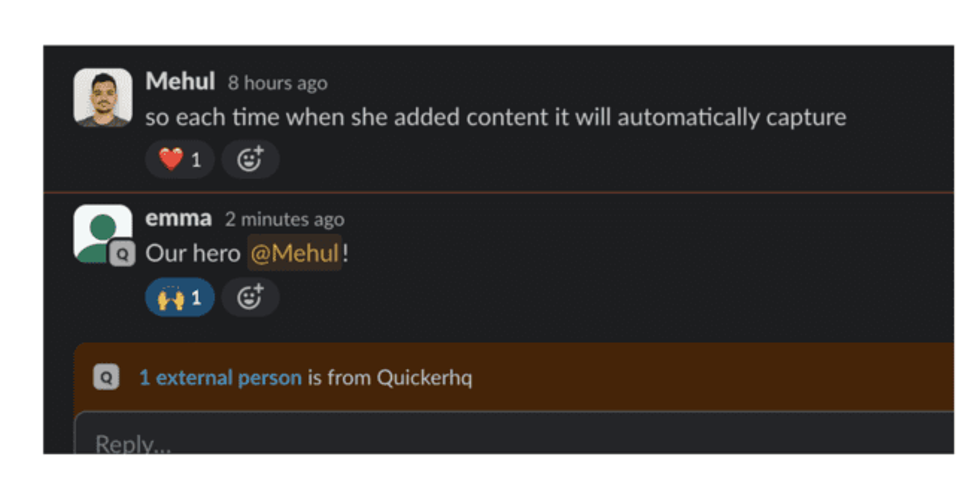 QuickerHQ — "Our hero @Mehul!"