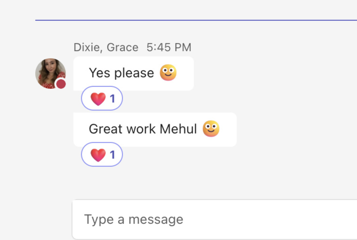 Grace — "Great work Mehul"