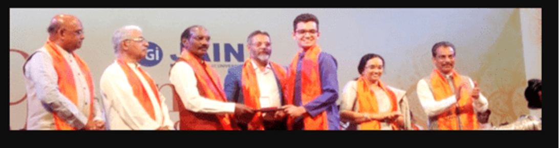 Receiving the Gold Medal at Jain University Convocation